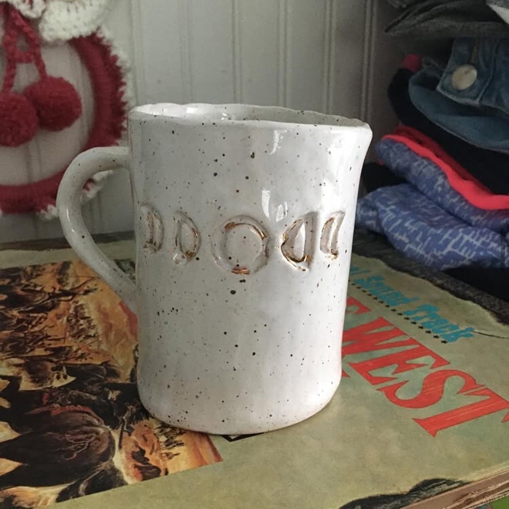 Moon Phases pottery mug